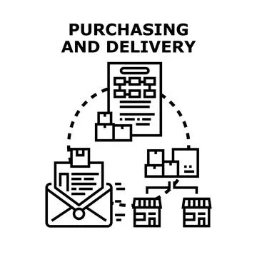 Purchasing and delivery process concept illustrating e commerce logistics Stock Illustration