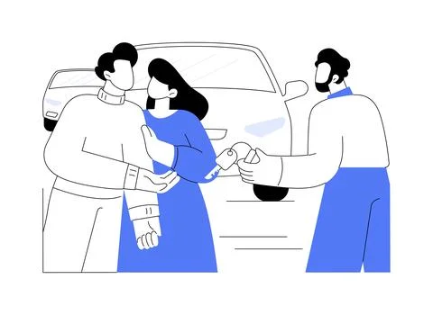 Purchasing a car isolated cartoon vector illustrations. Ilustración de archivo