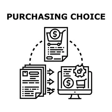 Purchasing choice process optimizing online buying decision Stock Illustration