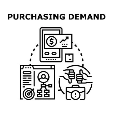 Purchasing demand concept calculating online consumer needs Stock Illustration
