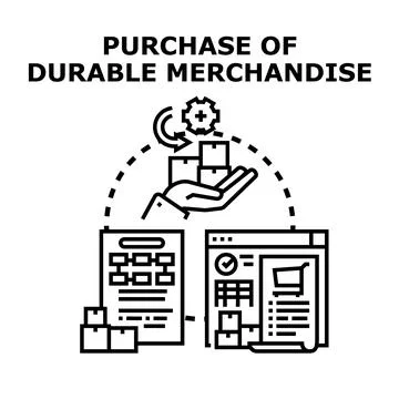 Purchasing durable merchandise concept and online shopping process Stock Illustration