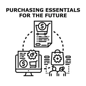 Purchasing essentials for future business development concept Stock Illustration