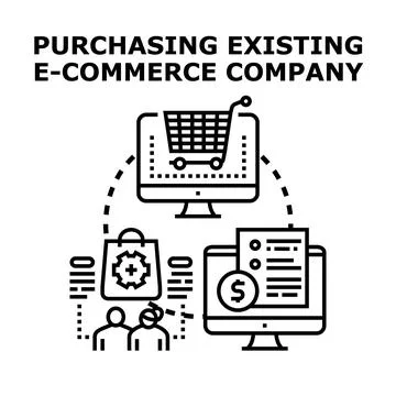 Purchasing existing e commerce company icon illustration Stock Illustration
