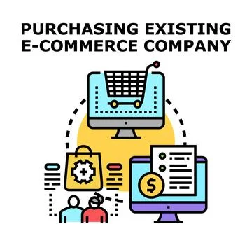 Purchasing existing e commerce company icon illustration Stock Illustration