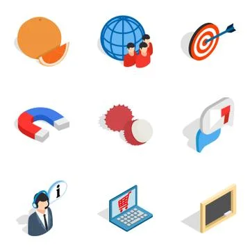 Purchasing icons set, isometric style Stock Illustration