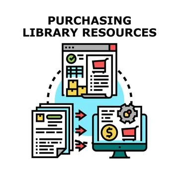 Purchasing library resources online vector concept Ilustración de archivo
