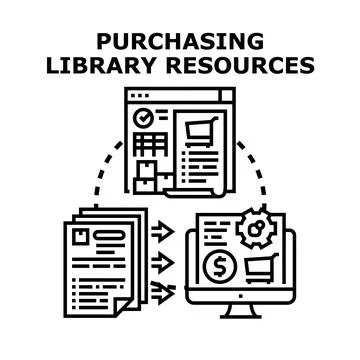 Purchasing library resources online vector concept Stock Illustration