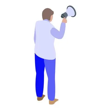 Purchasing manager megaphone icon, isometric style Stock Illustration
