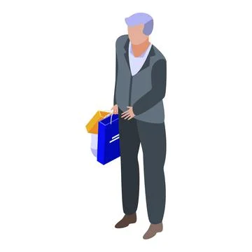 Purchasing manager shopping icon, isometric style Stock Illustration