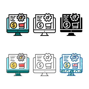 Purchasing online color icon vector clean Stock Illustration
