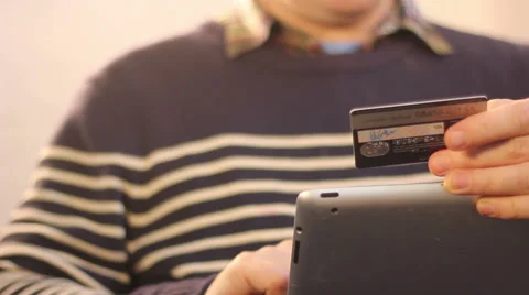 Purchasing online on tablet Stock Footage 62561025