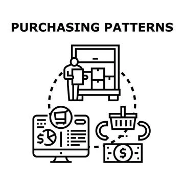 Purchasing patterns analyzing consumer behavior and market trends Illustrazione stock