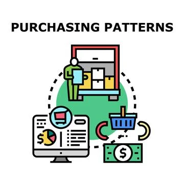 Purchasing patterns analyzing consumer behavior and market trends Stock Illustration