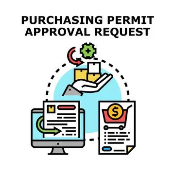 Purchasing permit approval request process for goods Stockillustratie