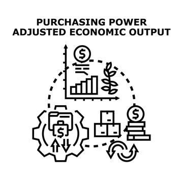 Purchasing power adjusted economic output evaluating statistics Stock Illustration