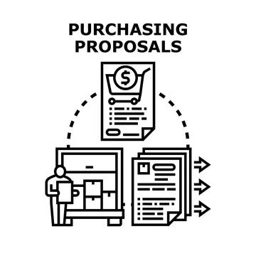 Purchasing proposals process for business supply chain 스톡 일러스트