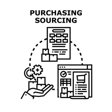 Purchasing sourcing process for business supply management Stock Illustration