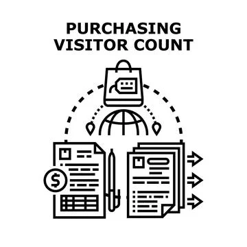 Purchasing visitor count for online store analytics Stock Illustration