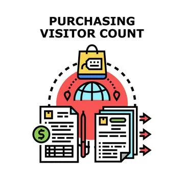 Purchasing visitor count for online store analytics Stock Illustration
