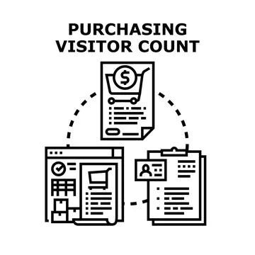 Purchasing visitor count online transaction data concept Stock Illustration
