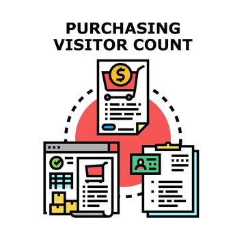 Purchasing visitor count online transaction data concept Stock Illustration