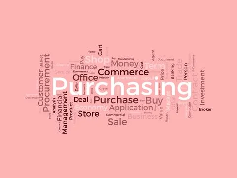 Purchasing wordcloud template. Business concept vector background. Stock Illustration