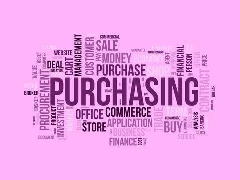 Purchasing wordcloud template. Business concept vector background. Stock Illustration