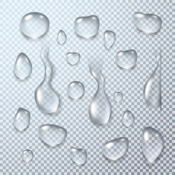 Pure and clear water drops set Stock Illustration