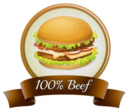A pure beef label with a burger Stock Illustration