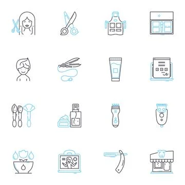 Pure bliss linear icons set. Serenity, Tranquility, Euphoria, Utopia, Perfection Stock Illustration
