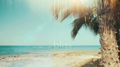 Pure BLISS Text on Tropical Ocean, Peaceful Beach Motion Graphic. Stock Footage 320041159