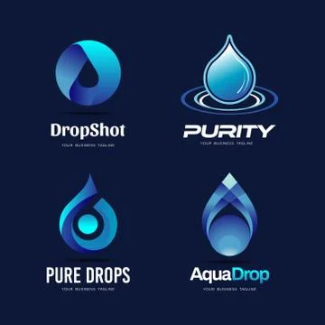 Pure Blue Drop Logo Collection Stock Illustration