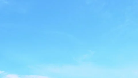 Pure Blue Sky Sun Light Feathery White Clouds Time Lapse , Clear Pure Firmament, Stock Footage 308012559