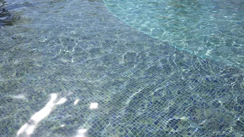 Pure blue water in the pool with light reflections. Slow motion. Stock Footage 167422458