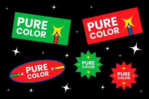 Pure Color Vector Sticker Set Stock Illustration