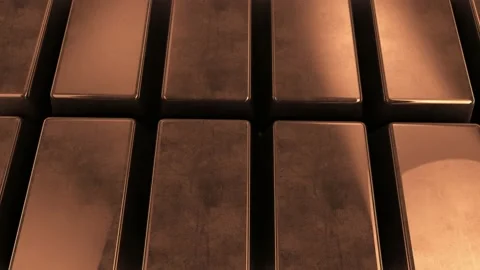 Pure Copper Bars lying 4k background footage Stock Footage 154745278
