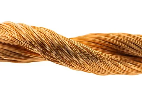 Pure copper wire macro isolated on white Stock Photos