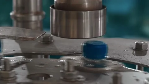 Pure drinking water plant. Work conveyor in the enterprise Stock Footage 130878804