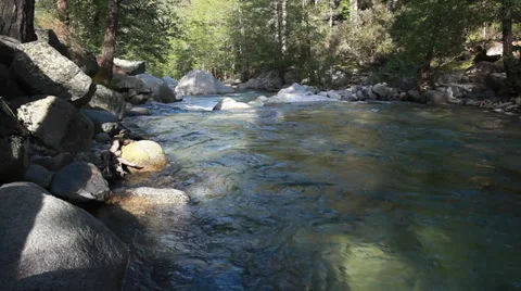 Pure fresh water waterfall in forest with huge stones Stock Footage 39465659