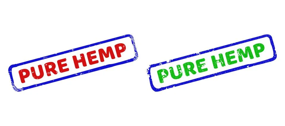 PURE HEMP Bicolor Rough Rectangle Stamps with Corroded Styles Stock Illustration