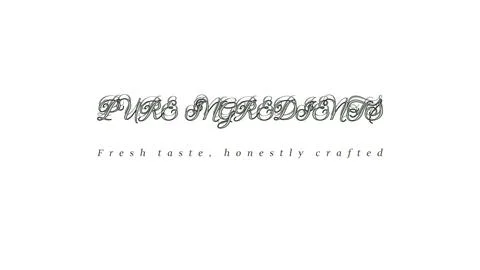 PURE INGREDIENTS white background text mask with minimal gray shadow layer Stock Illustration