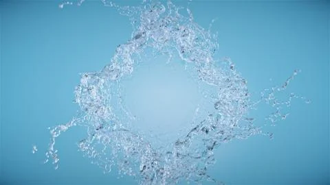 Pure liquid water splash to the camera on blue background. Stock Illustration