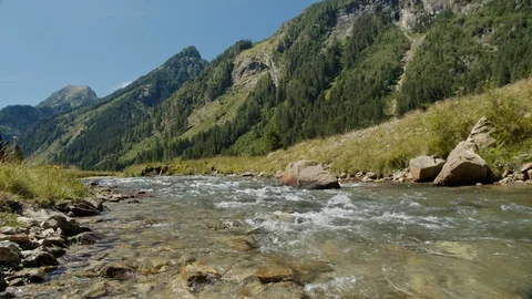 Pure Mountain river in the Austrian Alps Stock-Footage 124835322