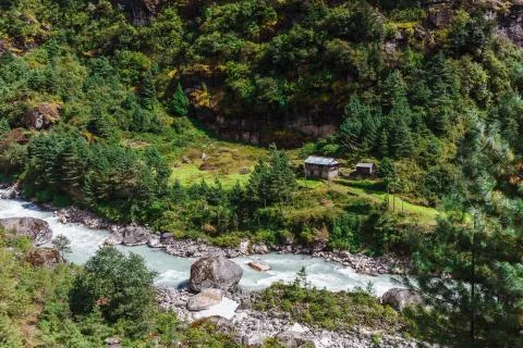 Pure mountain river Stock Photos