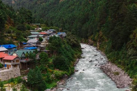 Pure mountain river Stock Photos