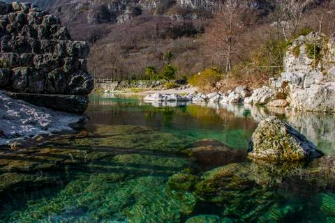 Pure mountain stream Stock Photos