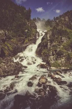 Pure mountain waterfall Foto stock