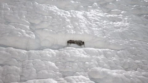 Pure Natural Water Flowing Down a Pristine White Mineral Mountain, Eco Concept Видео 346104719