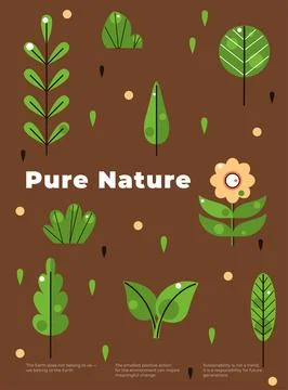Pure nature poster template. Vector flat illustration of a seamless pattern.. Stock Illustration