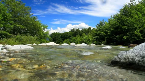 Pure rapid stream in the mountain river.+sound Stock Footage 31285077